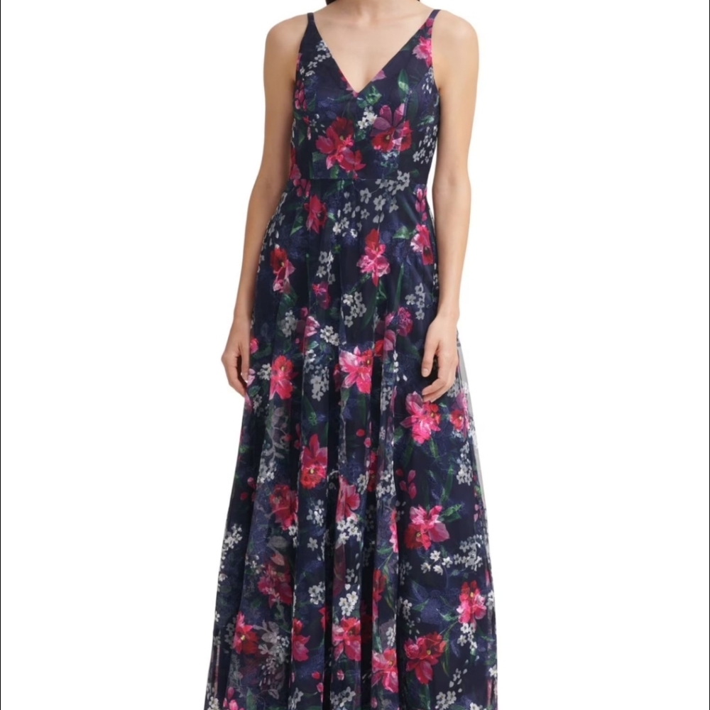 Eliza J Floral Maxi Dress - Navy and Pink